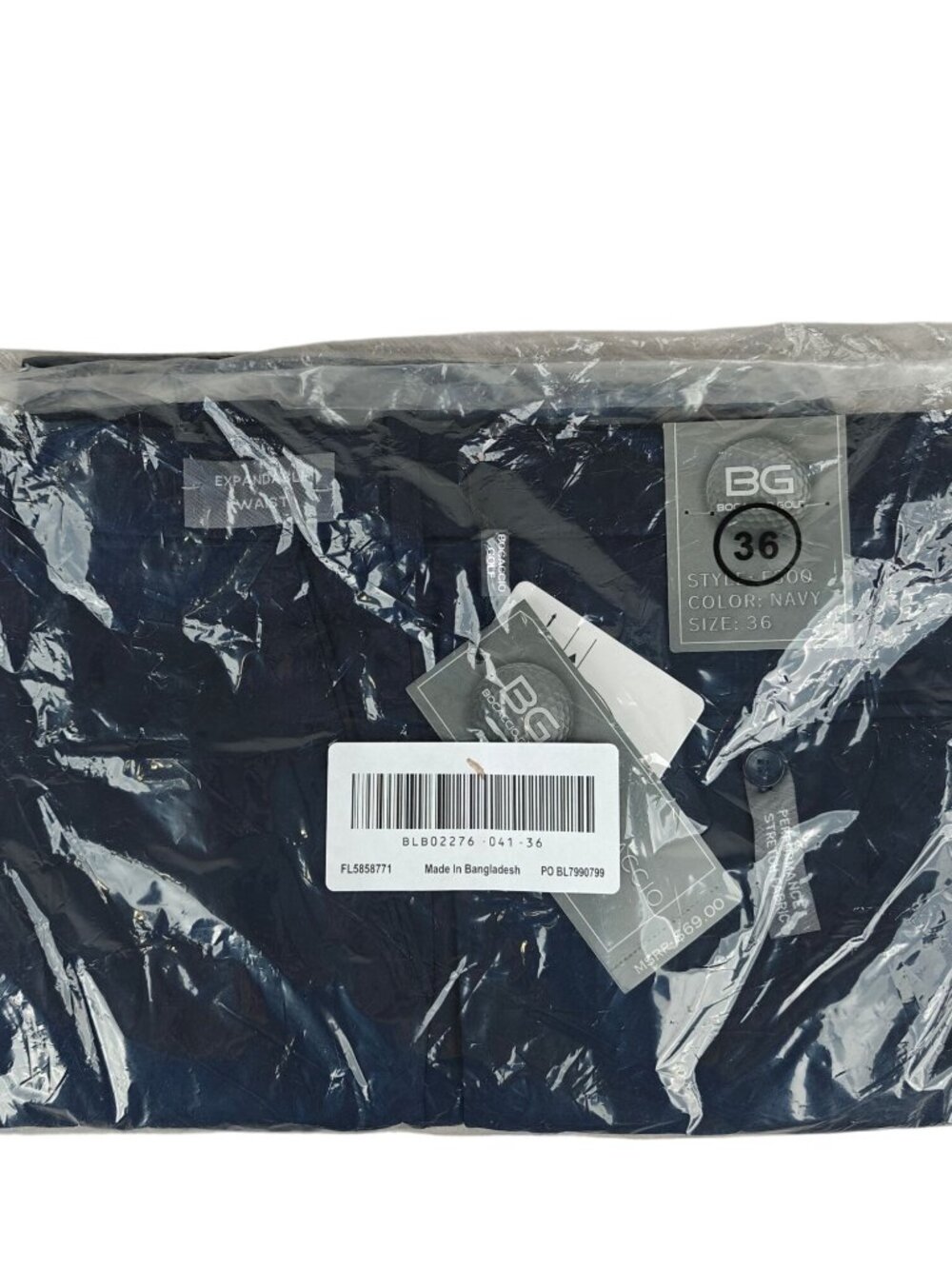 Bocaccio Golf Men's Navy Expandable Waist Performance Stretch Shorts Size 36 NEW